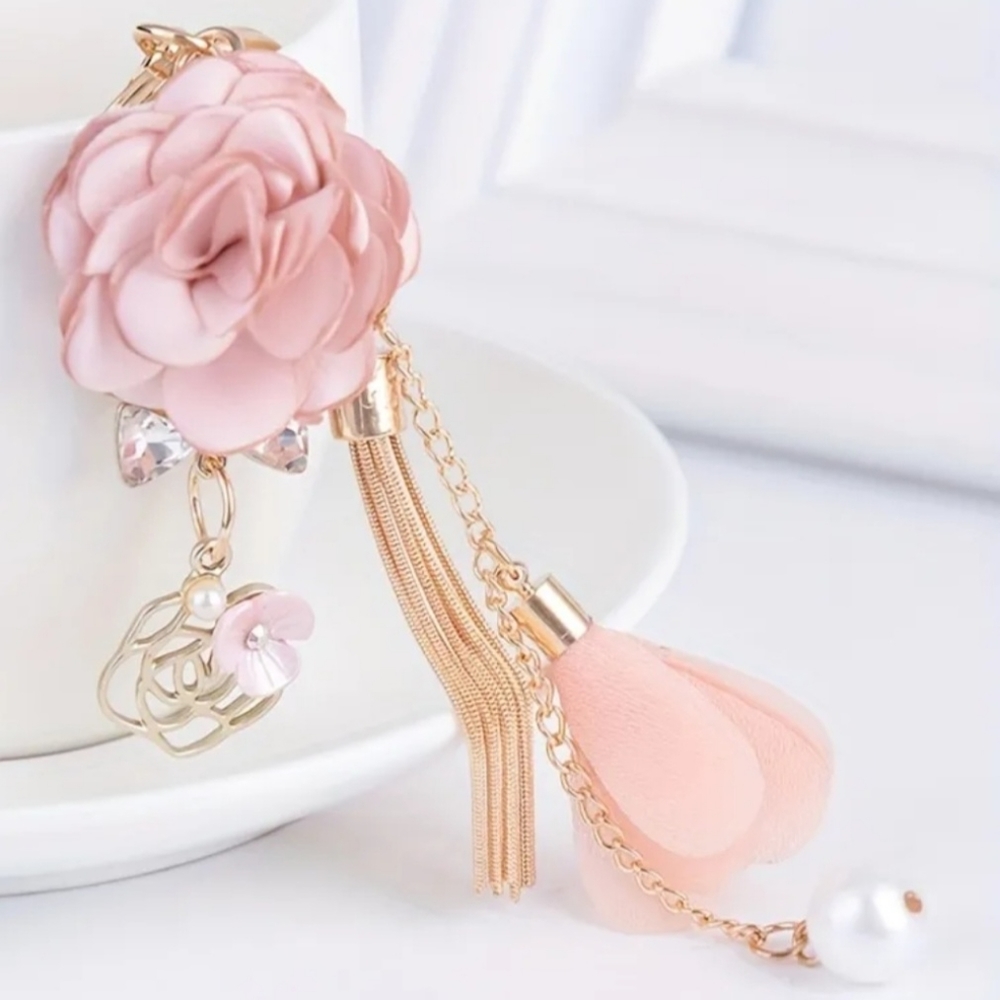 Bag Charm Key Chain 3 COLORS TO CHOOSE FROM.  BLUE, PINK, PURPLE